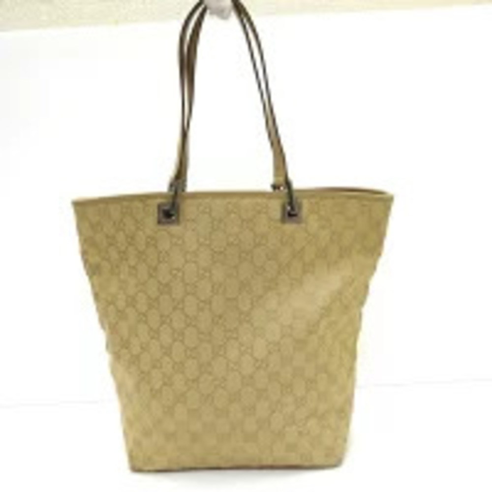 Gucci Tote Bag GG Canvas Leather Beige